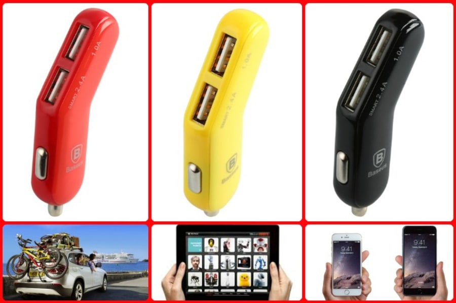USB hleðslutæki í bílinn.