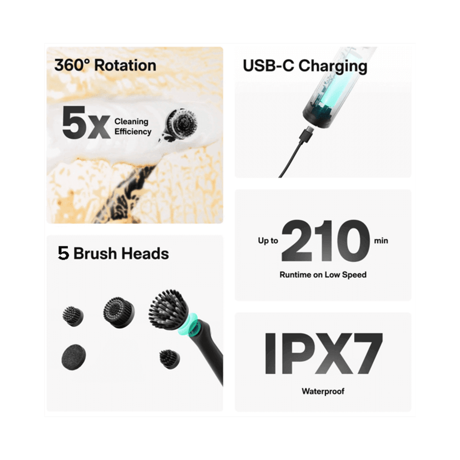 HOTO Wand Cordless Spin Scrubber skrúbbbursti