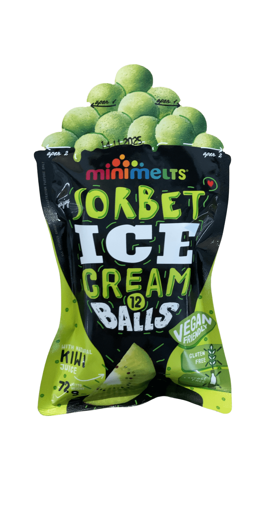 Minimelts Kíví Sorbet Ískúlur 72 g