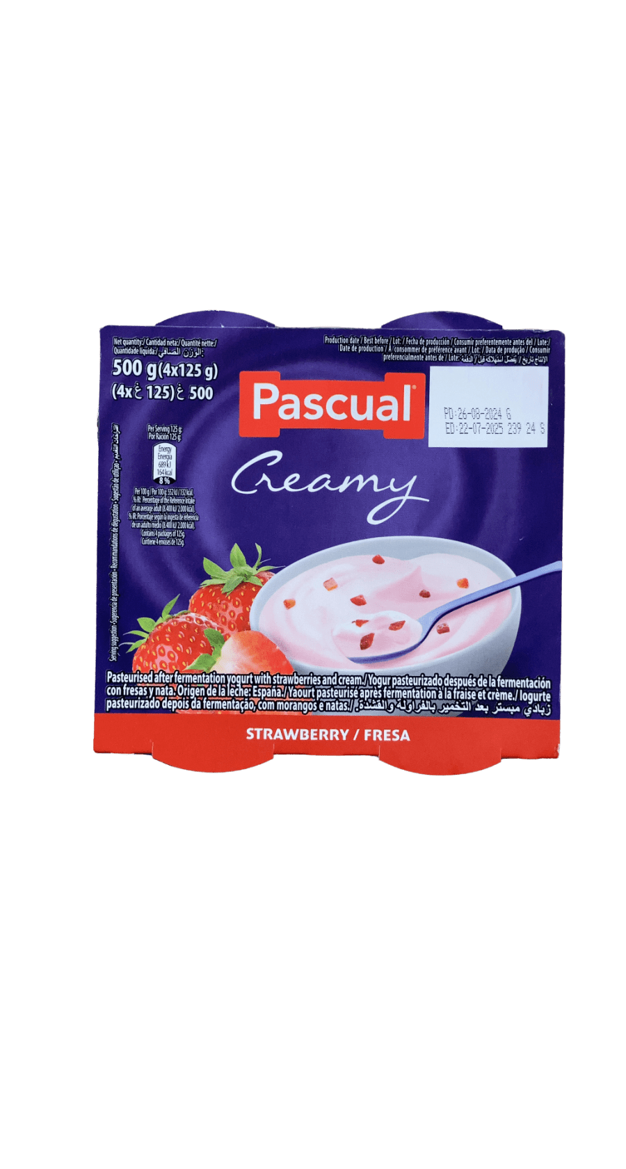 Pascual Rjómakennt jarðarberja og rjóma jógúrt 500 g