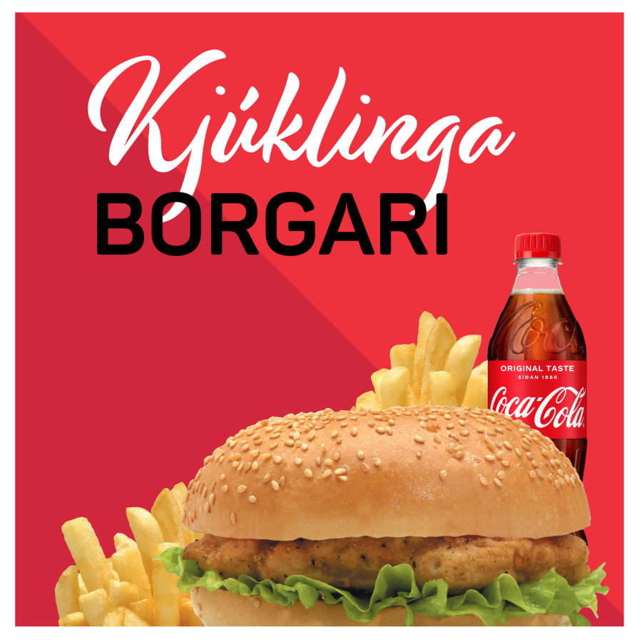 Tilboð - 3 - Kjúklingaborgari, franskar og kók