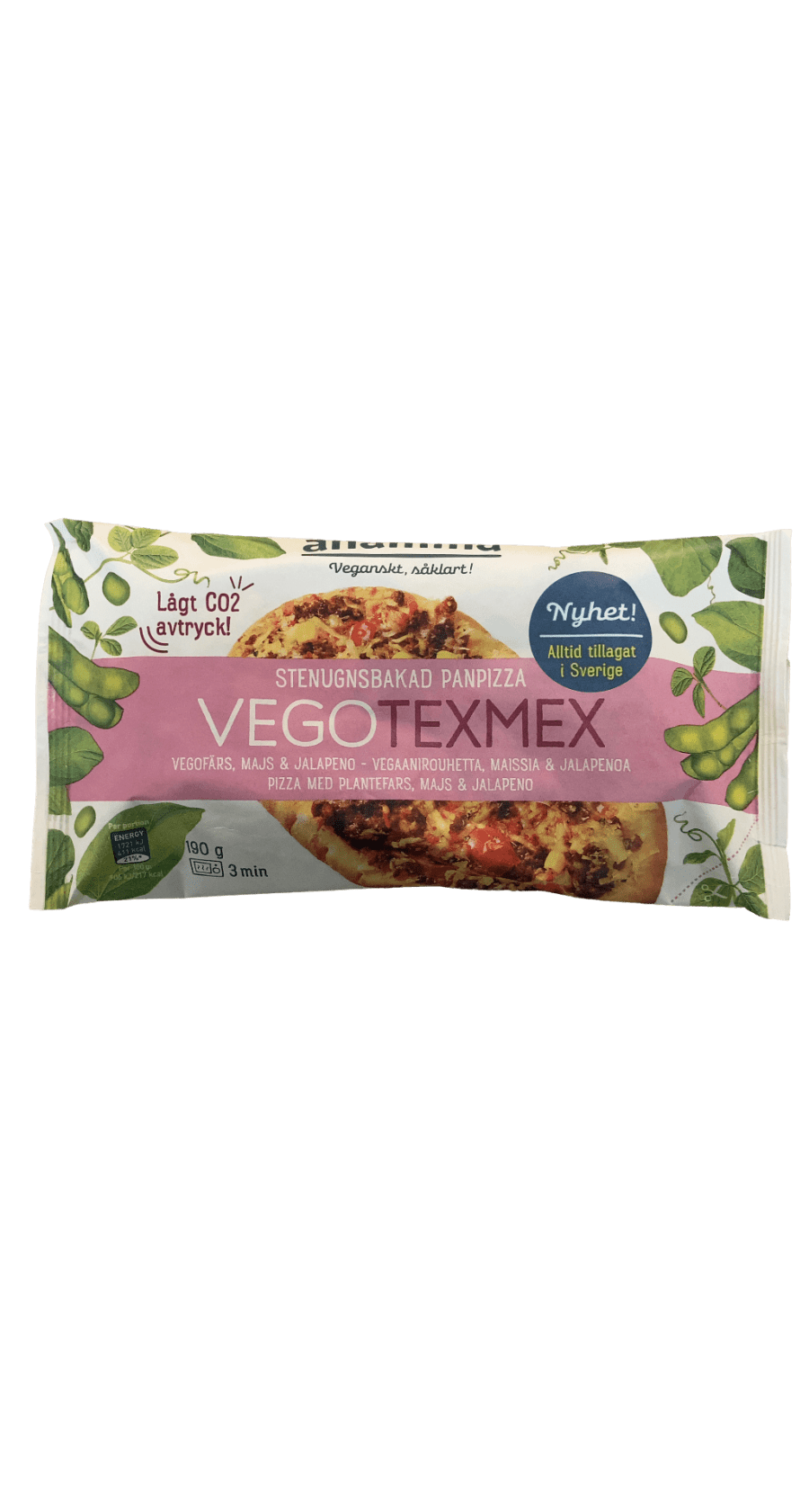 Anamma Vegotexmex steinbökuð pönnupizza með vegan-hakki, maís og jalapeño 190 g