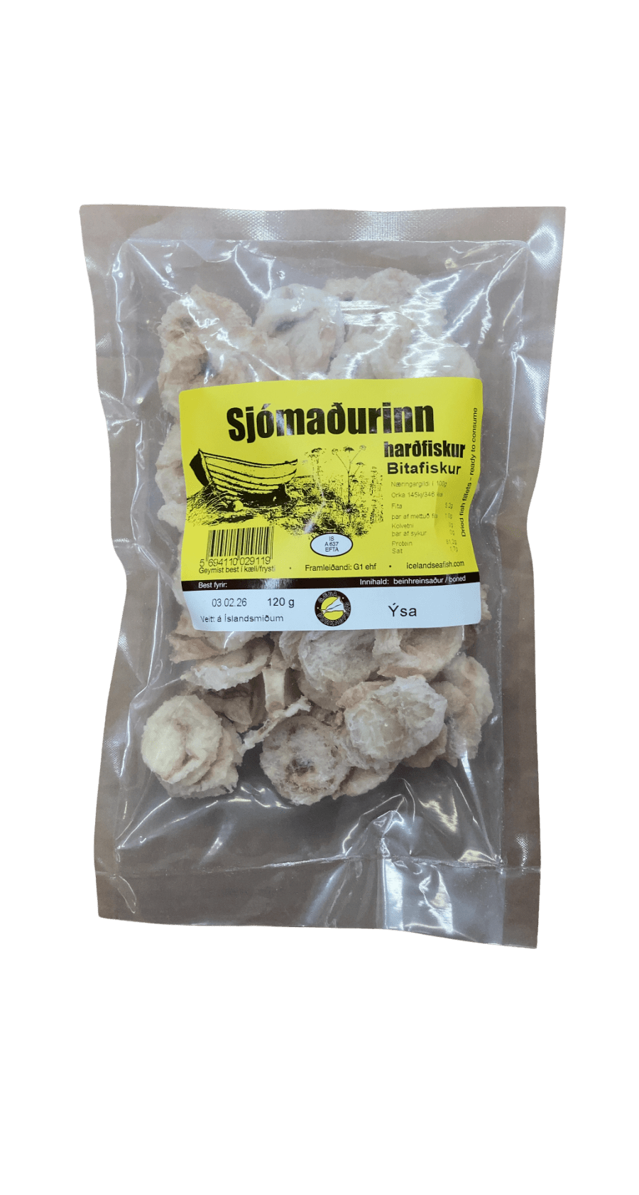 Sjómaðurinn Harðfiskur Bitafiskur Ýsa 120 g