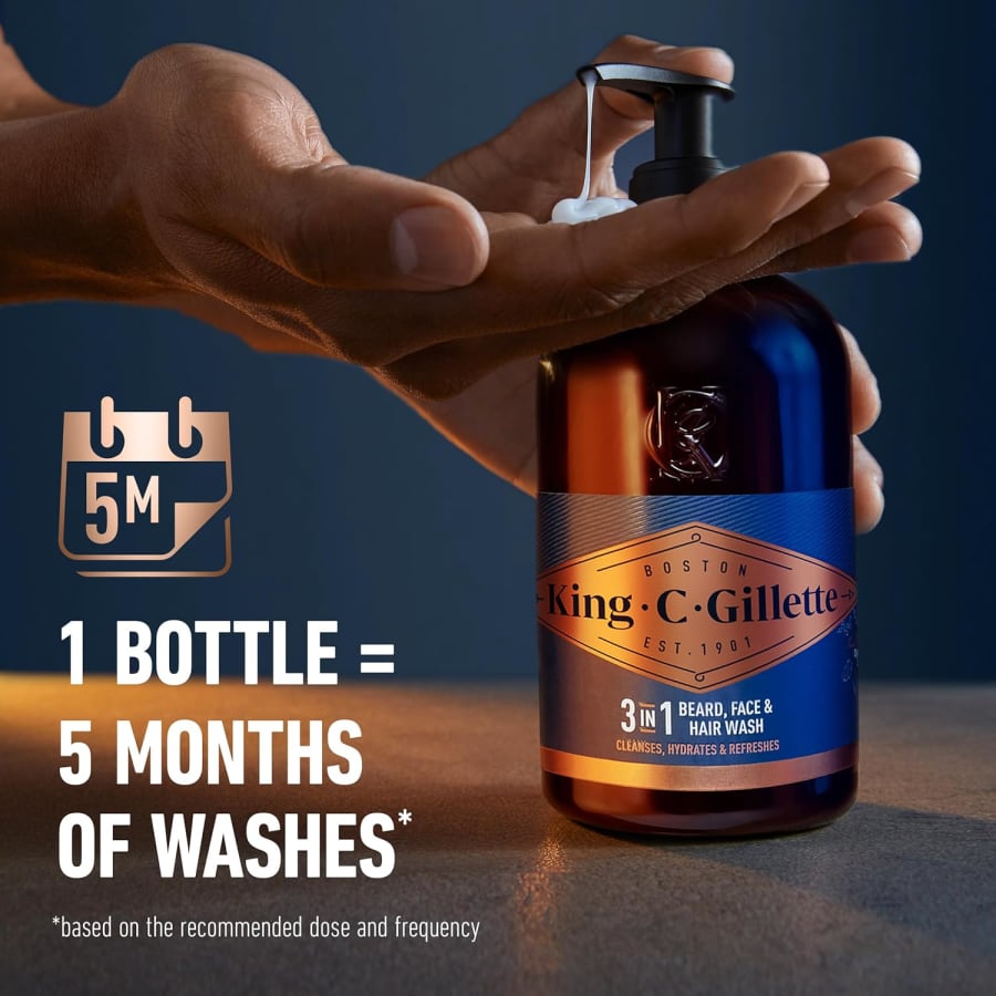 King C. Gillette skegg- og andlitshreinsir 350 ml