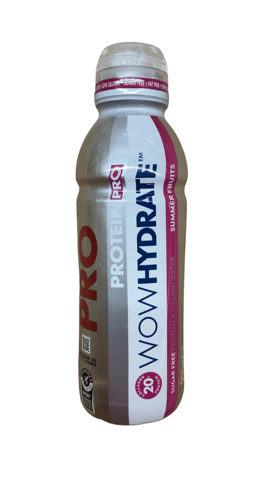 WowHydrata Sykurlaust prótein- og vítamínvatn með sumarávöxtum 500 ml