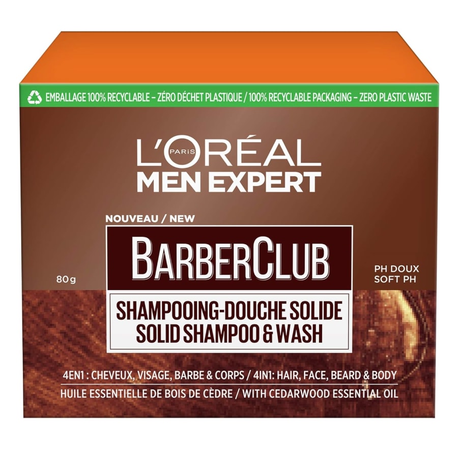 L'Oréal Men Expert Barber Club Solid Shampoo og sápustykki 80 gr