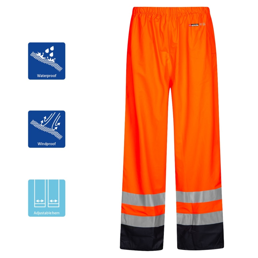 Lyngsoe regnbuxur HiViz orange/svartar