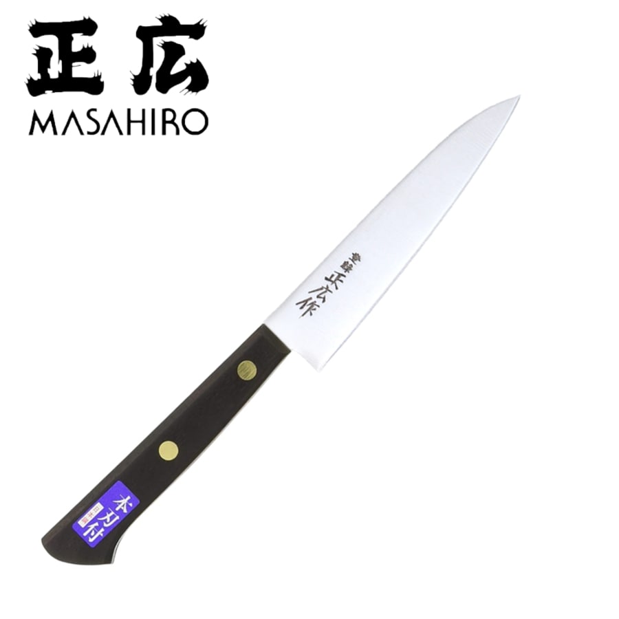 Masahiro Virgin Carbon Utility hnífur 12 cm. - Viðarhandfang - Economy