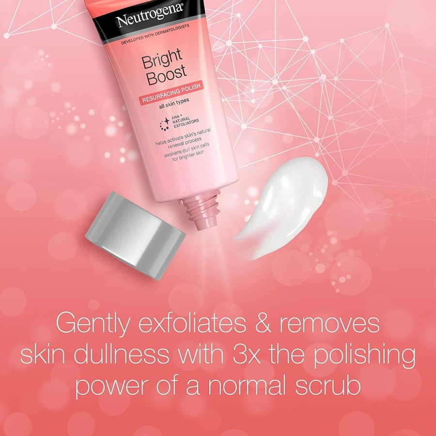 Neutrogena Bright Boost Resurfacing Micro Polish Facial Andlitsskrúbbur með Glycolic og Mandelic AHAs 75 ml