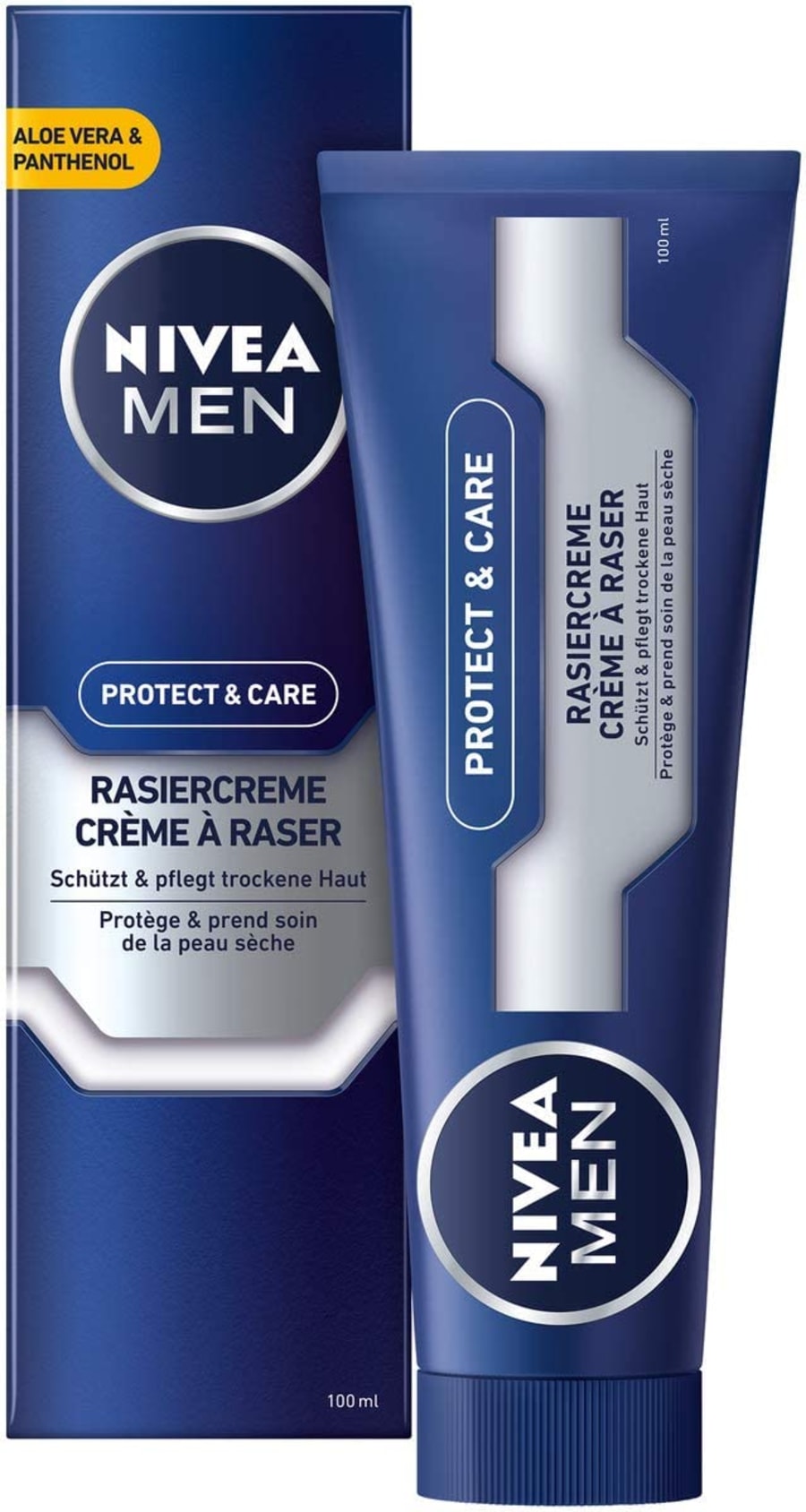 Nivea Men Protect & Care rakkrem í 1 pakka (1 x 100 ml) með rjómakenndu froðu fyrir mildan rakstur, húðvænt rakkrem fyrir karla