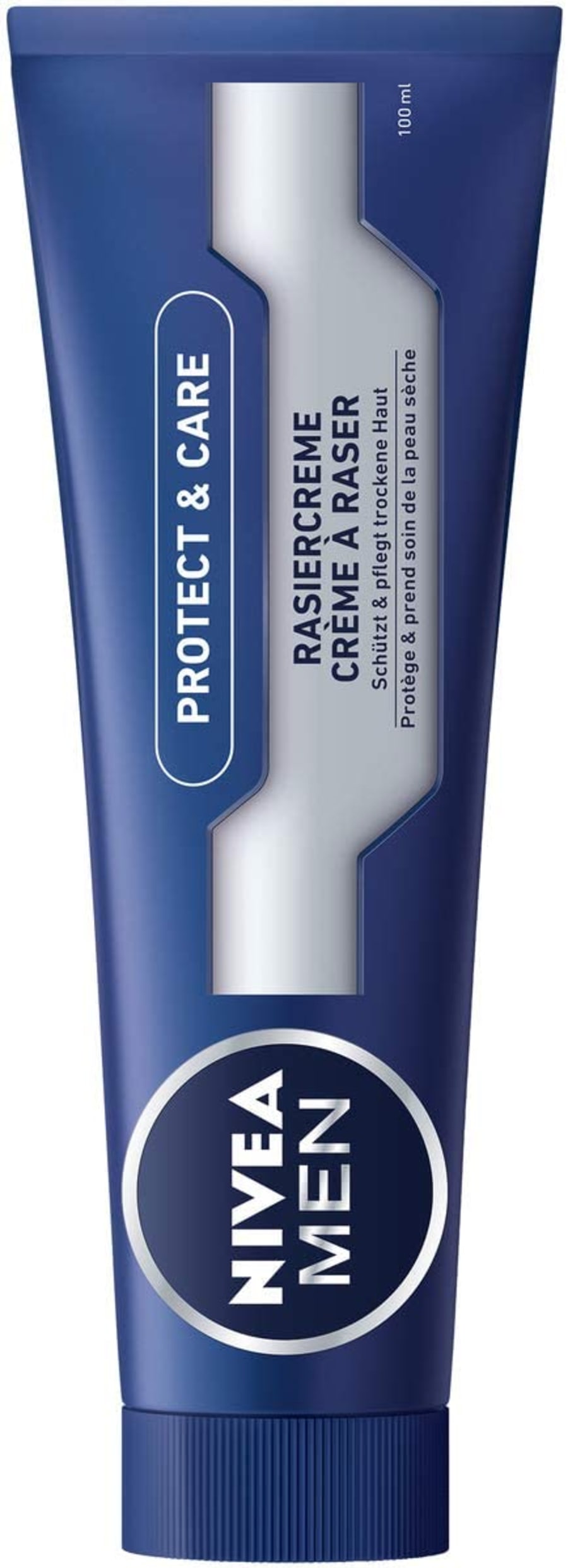 Nivea Men Protect & Care rakkrem í 1 pakka (1 x 100 ml) með rjómakenndu froðu fyrir mildan rakstur, húðvænt rakkrem fyrir karla
