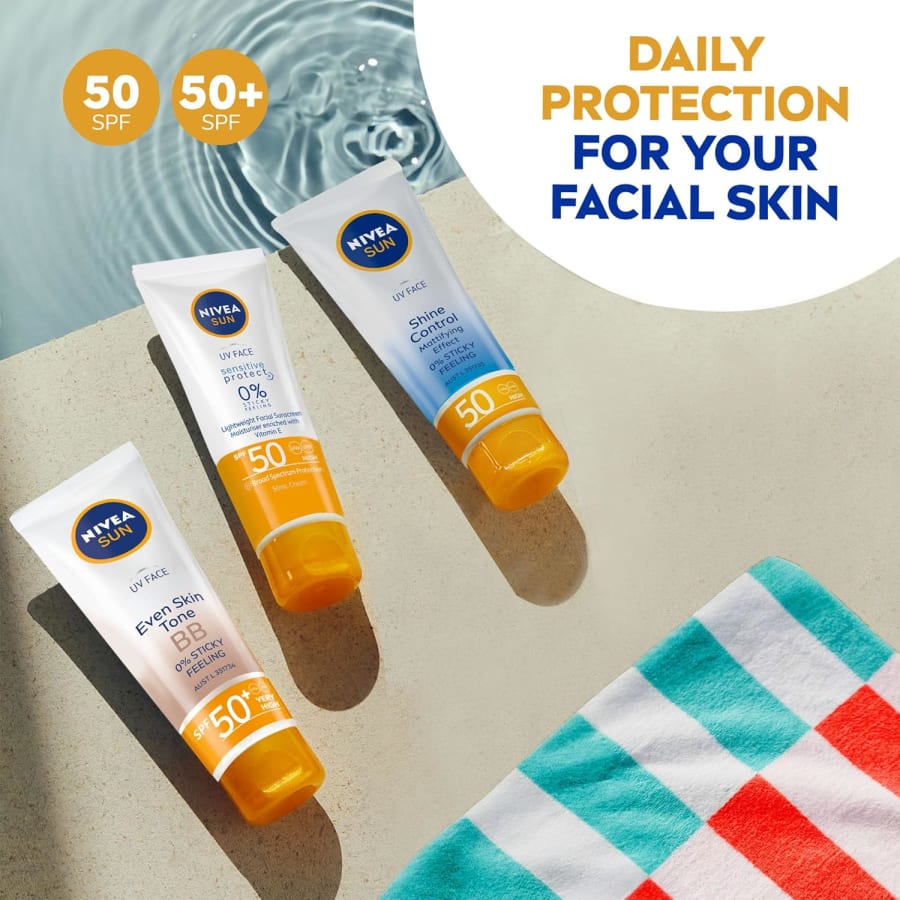 Nivea Sun Face Shine Control Face SPF 50+ Rakakrem með sólarvörn 50ml