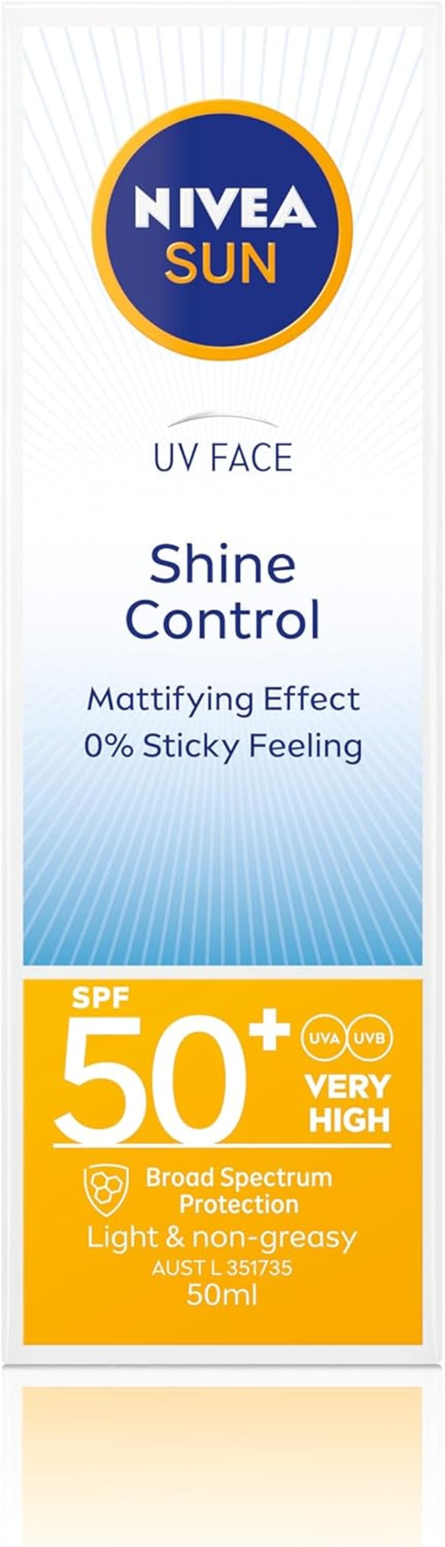 Nivea Sun Face Shine Control Face SPF 50+ Rakakrem með sólarvörn 50ml