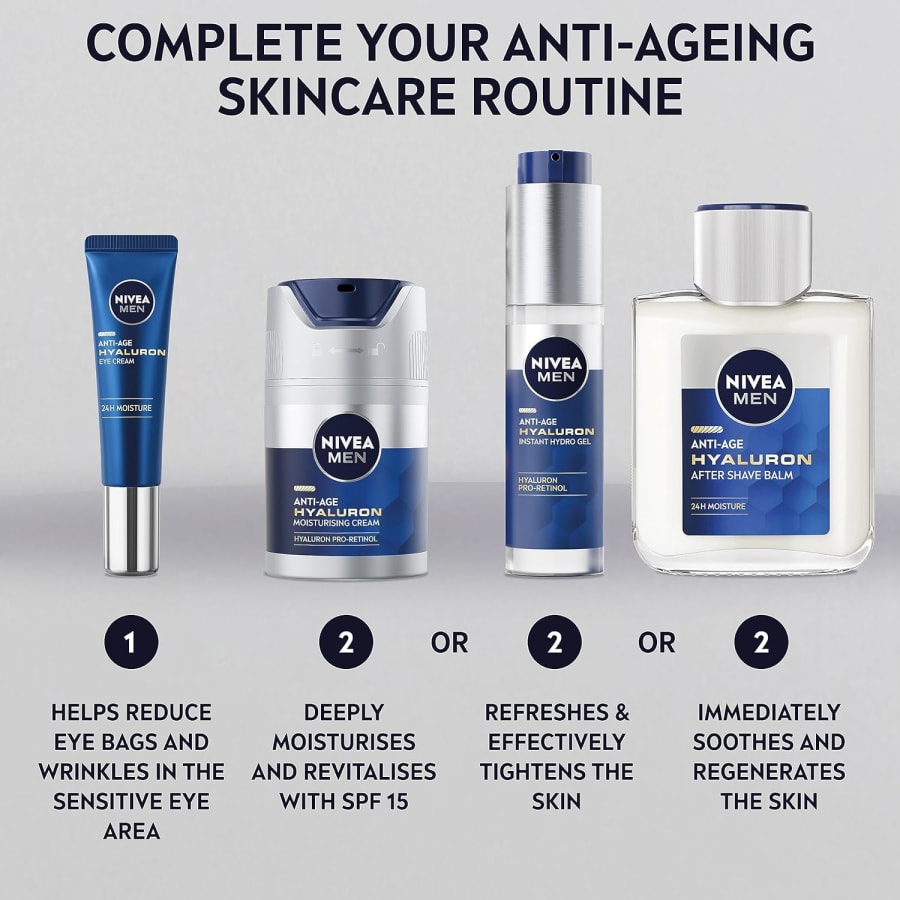 Nivia Men Anti-Age Hyaluron Rakagefandi Andlits Gel 50ml