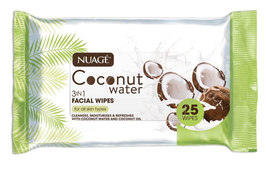 Nuage coconut water 3 in 1 blautþurrkur fyrir andlit 1 pakki 25 stk