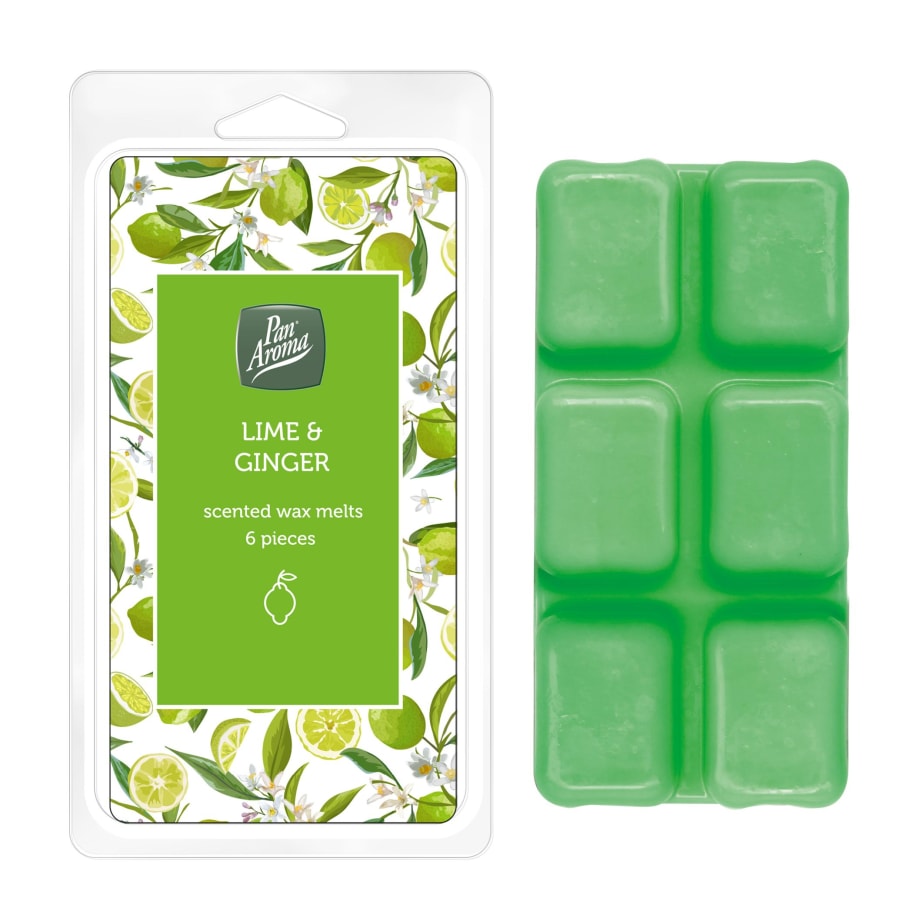 Pan Aroma vax kubbar fyrir ilmolíu lampa með ilm af Lime & Ginger 6 stk