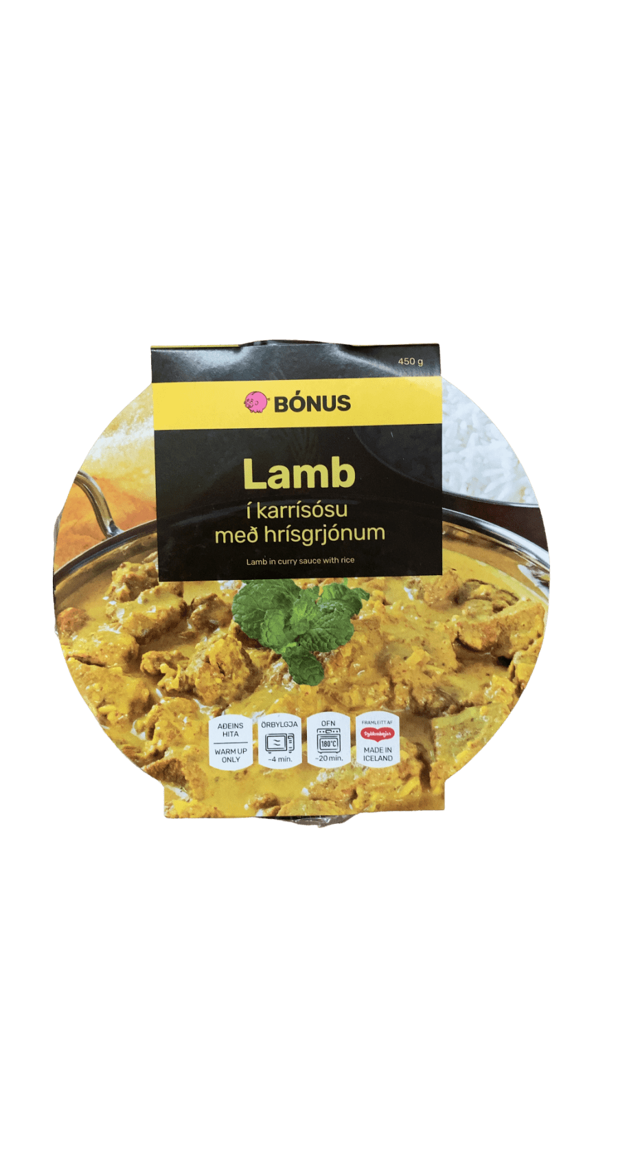 Bónus Lamb í karrísósu með hrísgrjónum 450 g