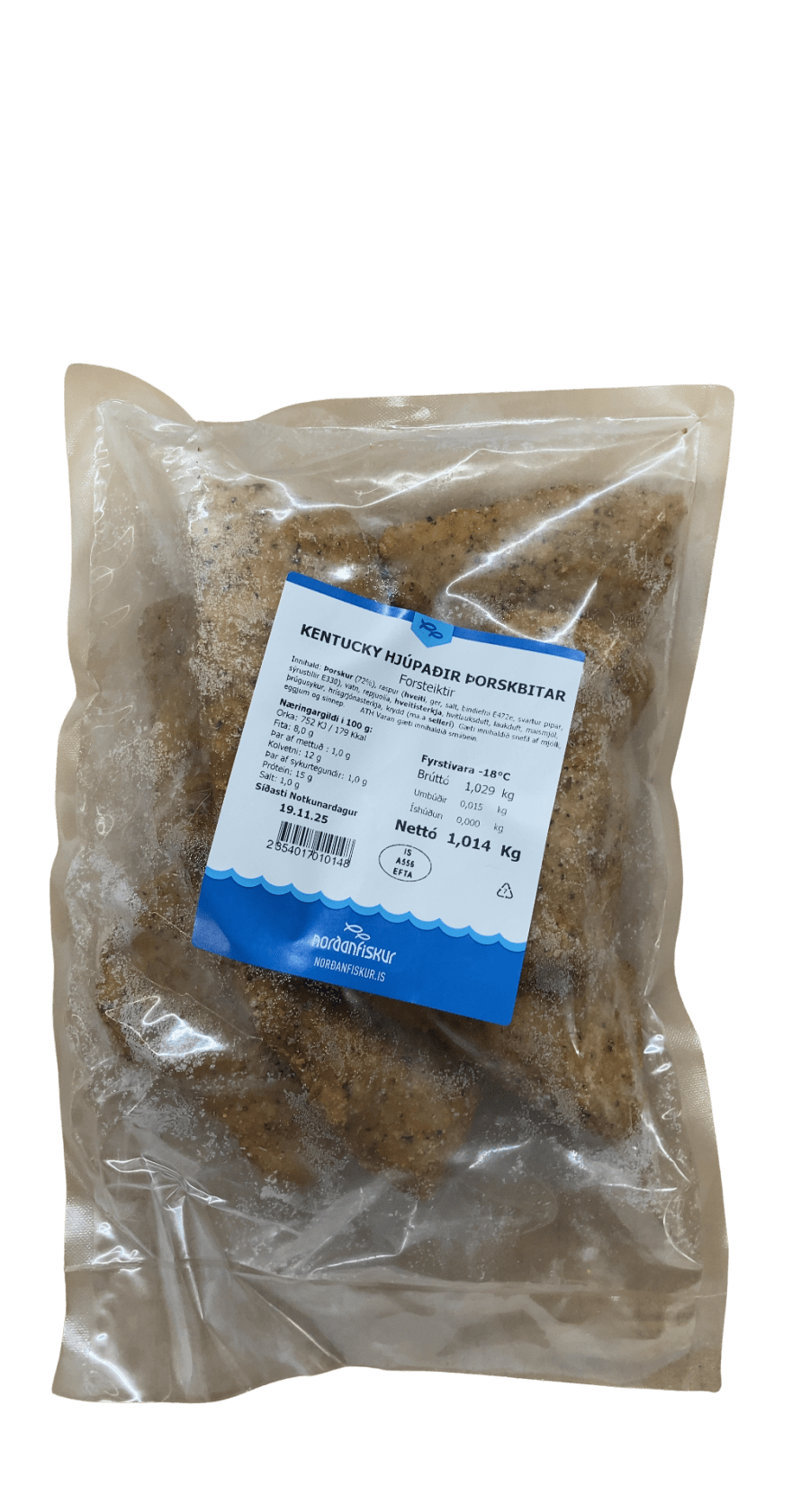 Norðanfiskur Kentucky Hjúpaðir Þorskbitar Forsteiktir 1014 g