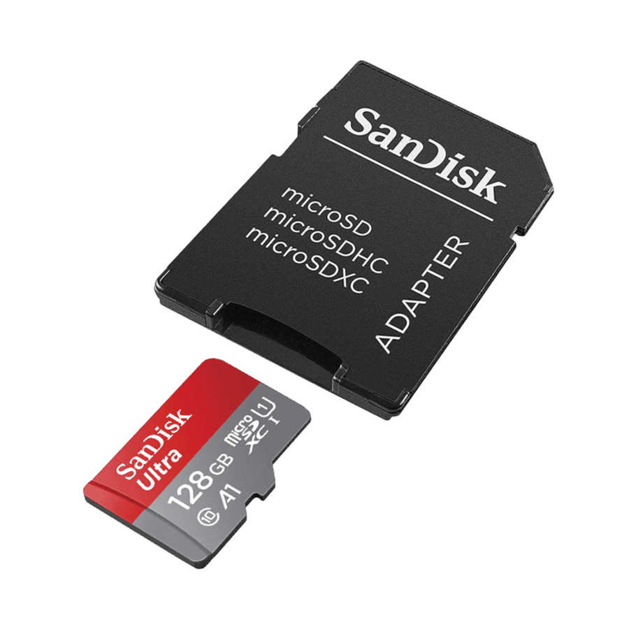 SanDisk Ultra microSDXC 128GB minniskort með millistykki