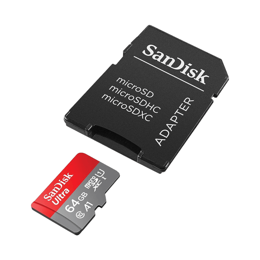 SanDisk Ultra microSDXC 64GB minniskort með millistykki
