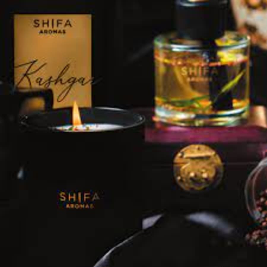 Shifa Aromas Kashgar Ilmkerti í svörtu glasi 30 cl