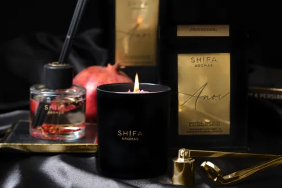 Shifa Aromas Kashgar Ilmkerti í svörtu glasi 30 cl