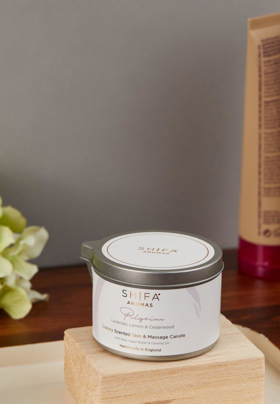 SHIFA Aromas Pilgrim Lúxus nudd ilmkerti