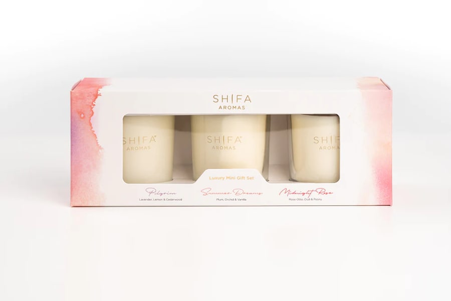 SHIFA Aromas Trio gjafa sett - Kerti - Summer Dreams, Pilgrim & Midnight Rose