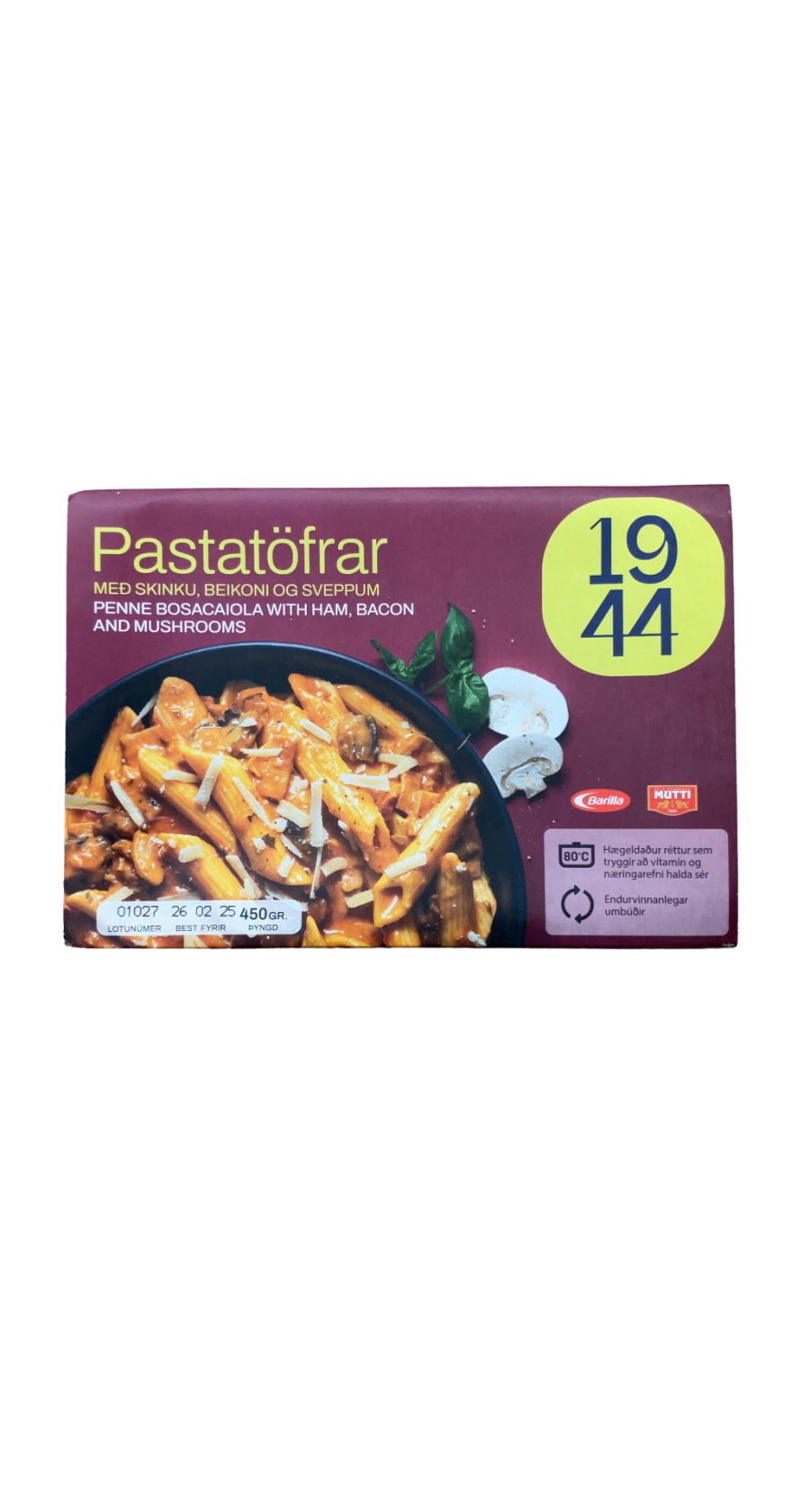 Pastatöfrar Penne Bosacaiola með skinku, beikoni og sveppum 450 g