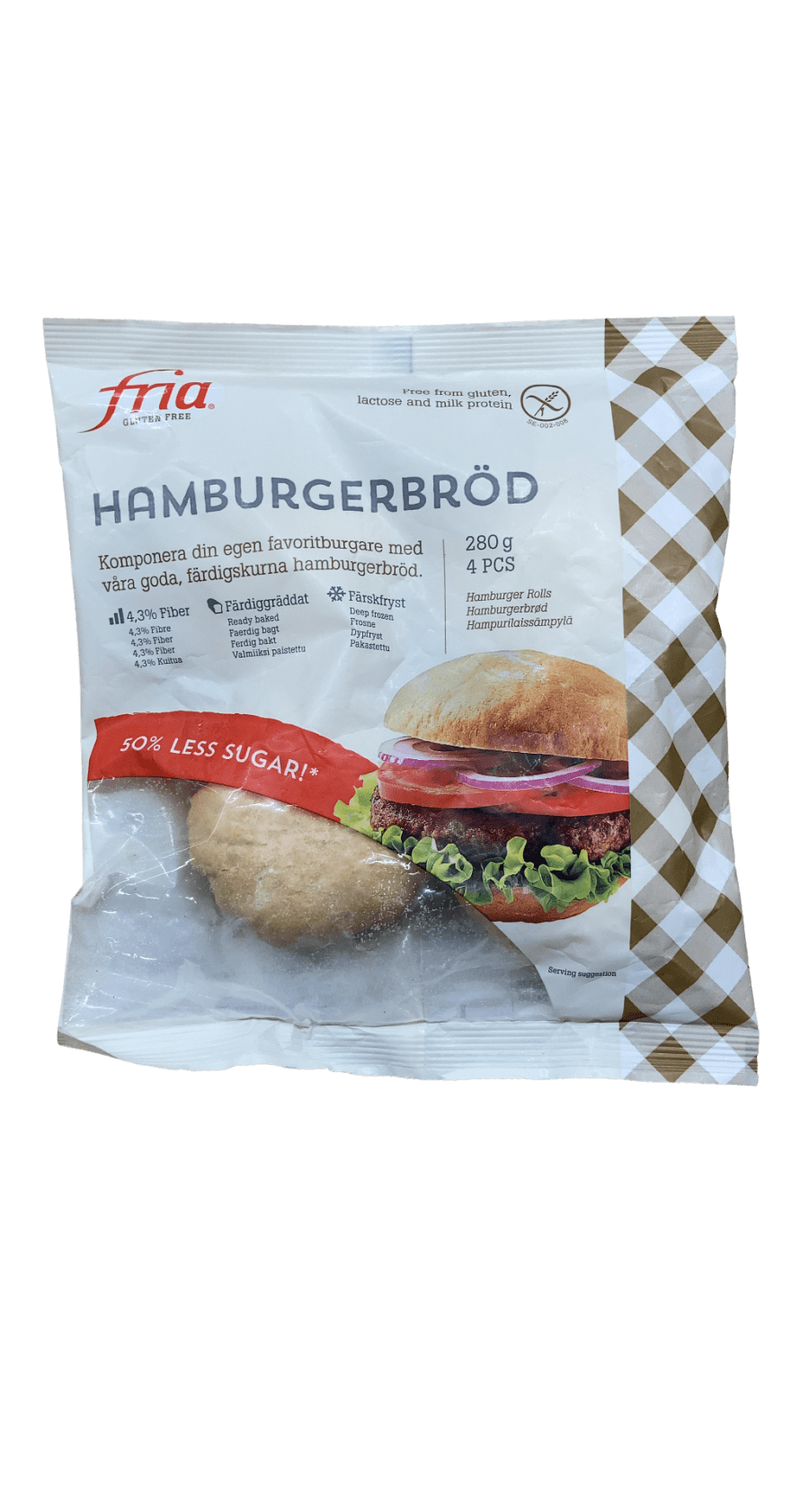 Fria glúteinlausar hamborgarabollur 280 g