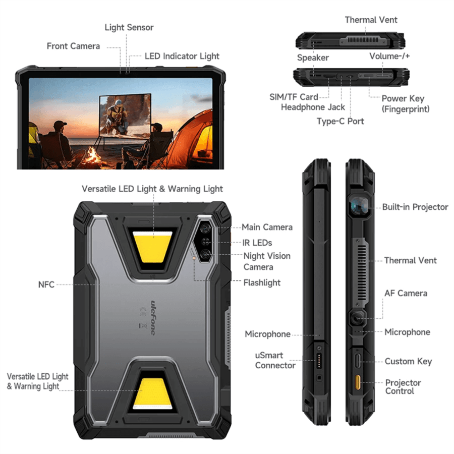 Ulefone Armor Pad 5 Ultra spjaldtölva m. skjávarpa