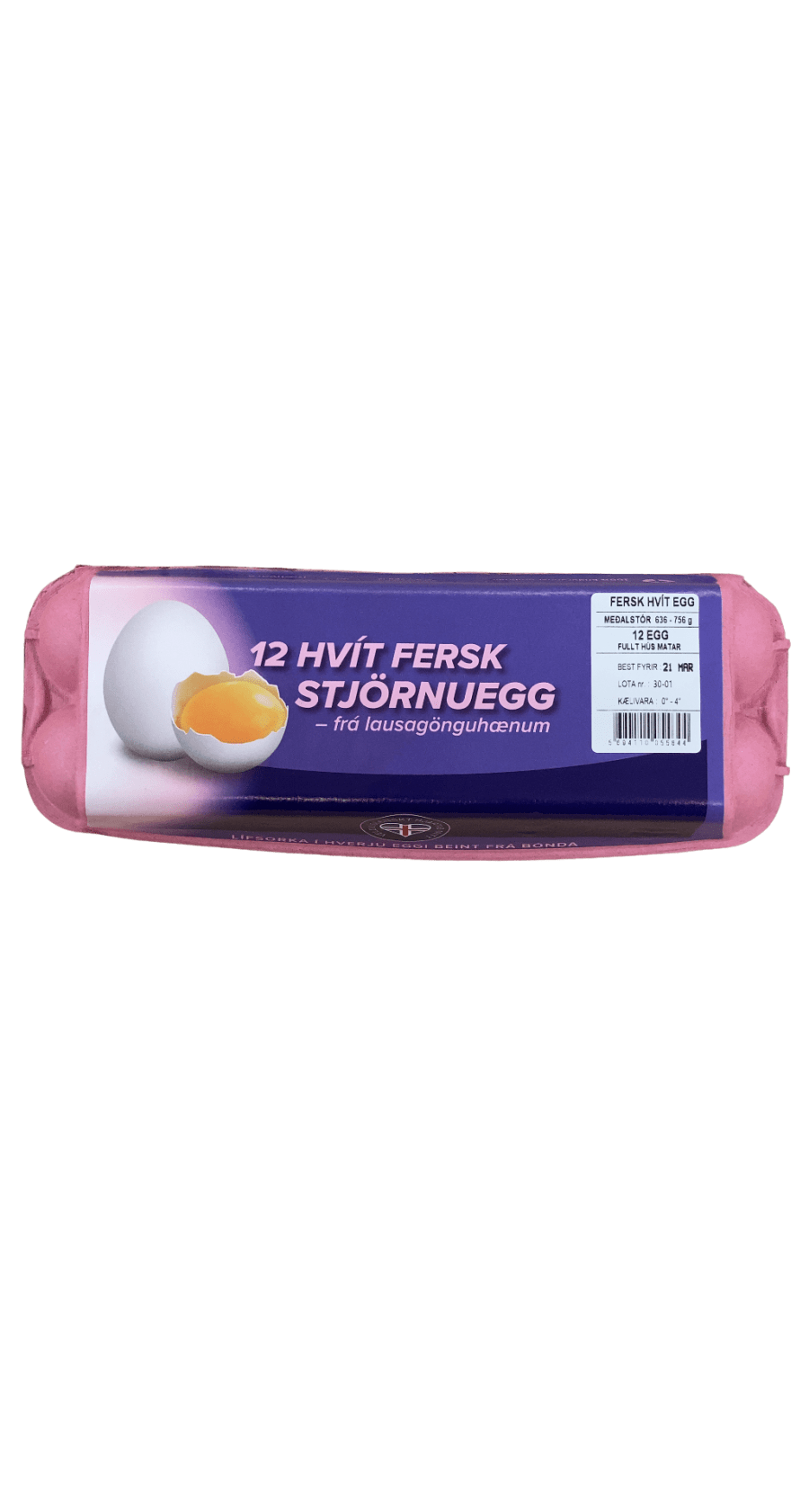 Stjörnuegg Hvít fersk egg frá lausagönguhænum 12 stk