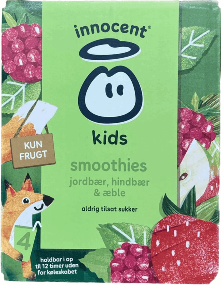 Innocent smoothies jarðarber/hindber/epli kassi 4x150 ml