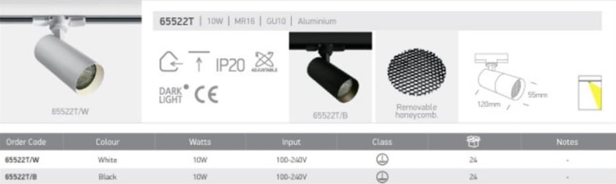 Black MIR16 GU10 Track Spot