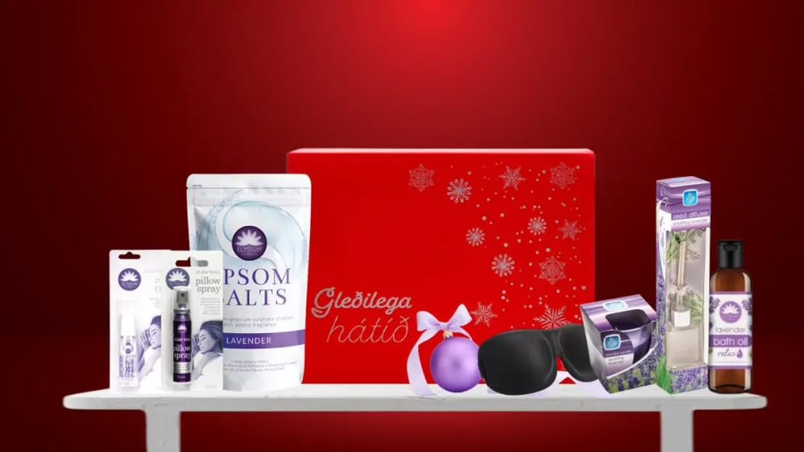 Elysium Spa & Pan Aroma lavender svefngæði og Escenti Happy Feets jólagjafaöskjur