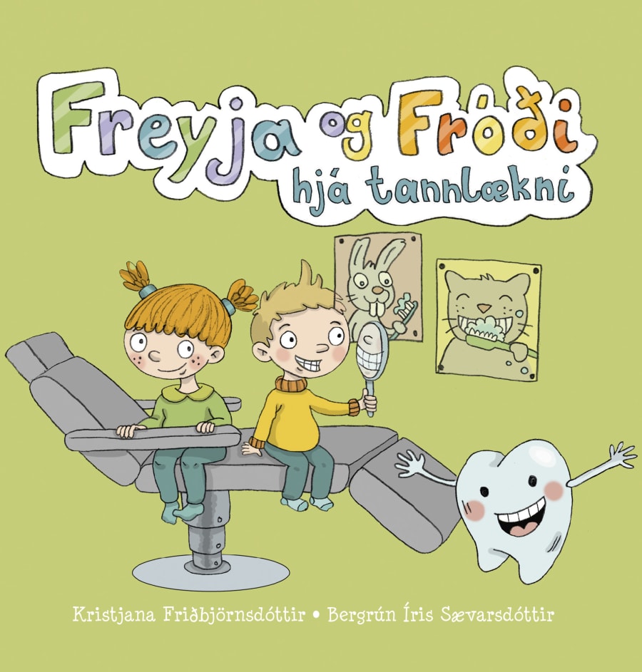 Freyja og Fróði hjá tannlækni