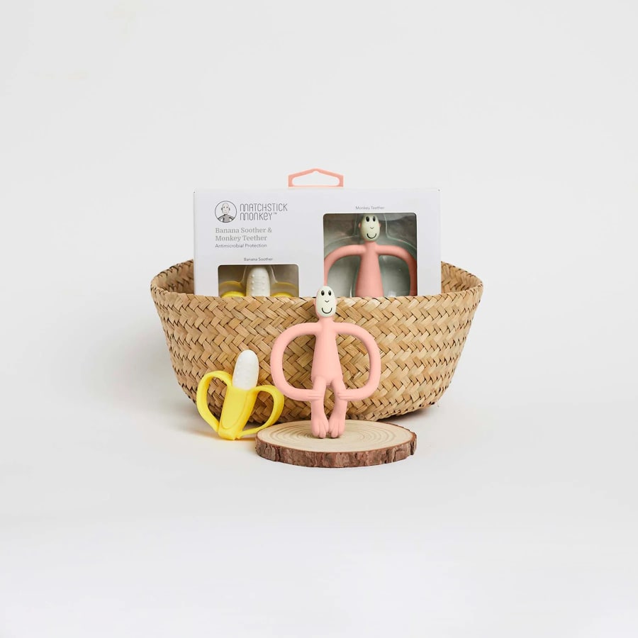 Gjafasett api og banani bleikur