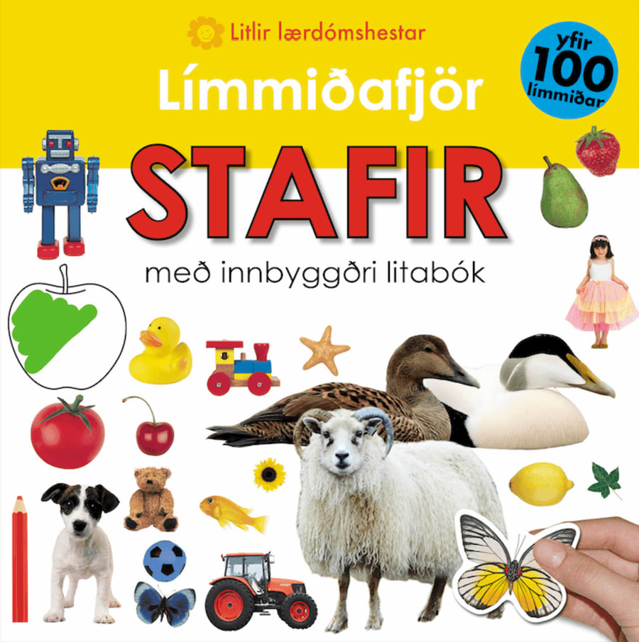 Límmiðafjör: Stafir - með innbyggðri litabók
