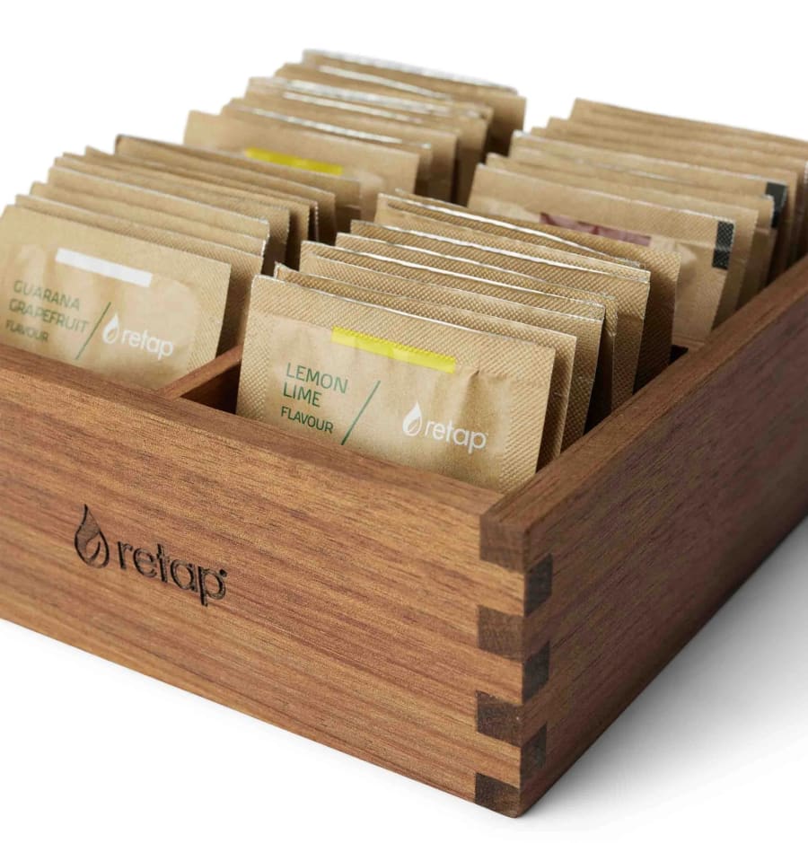 Retap freyðitöflur í viðarkassa - 24 stk í kassa