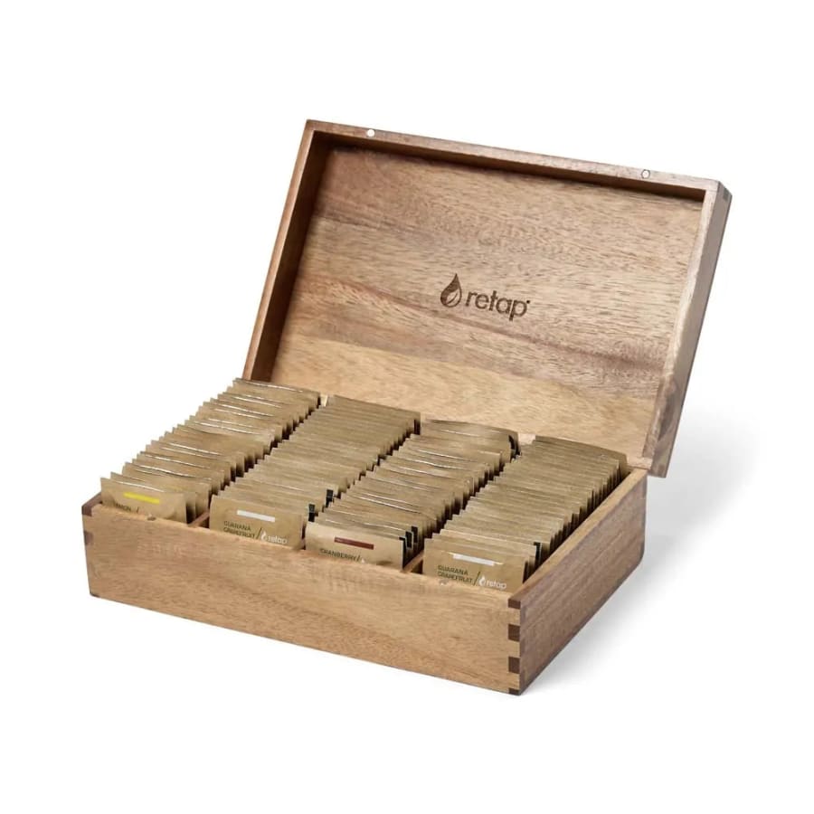Retap freyðitöflur í viðarkassa - 75 stk í kassa