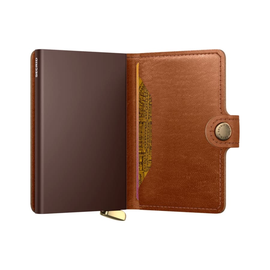 Secrid Miniwallet - Emboss Lines - Cognac Brown