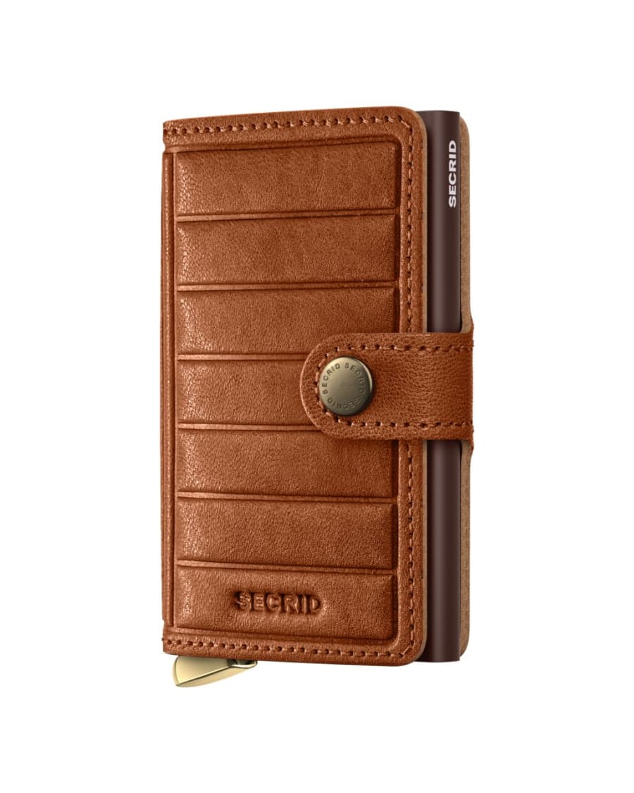 Secrid Miniwallet - Emboss Lines - Cognac Brown
