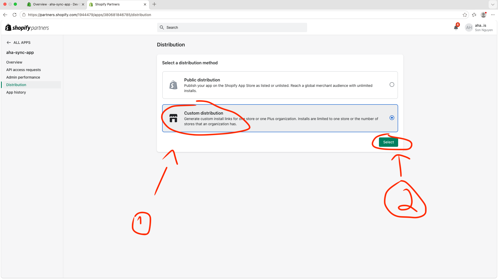 Select custom distribution